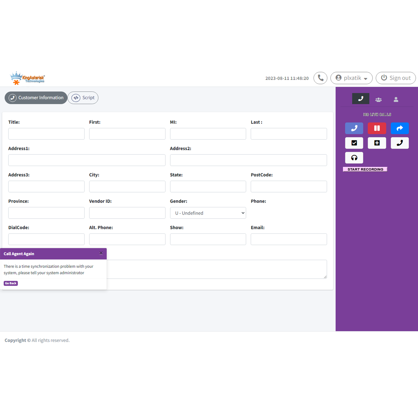 Agent dashboard