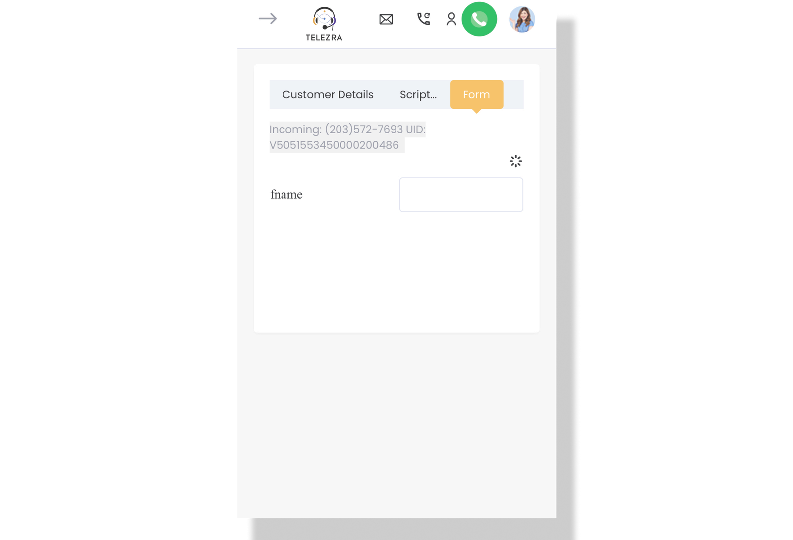 5. Customer Details & Call Form Screen