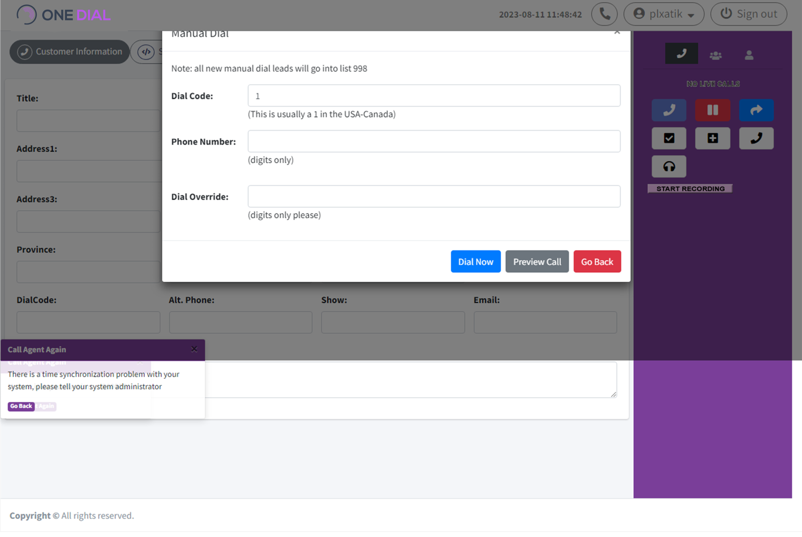 Dialer - Manual Dial 1