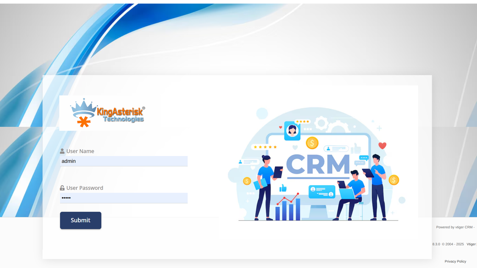 ACRM dialer admin login