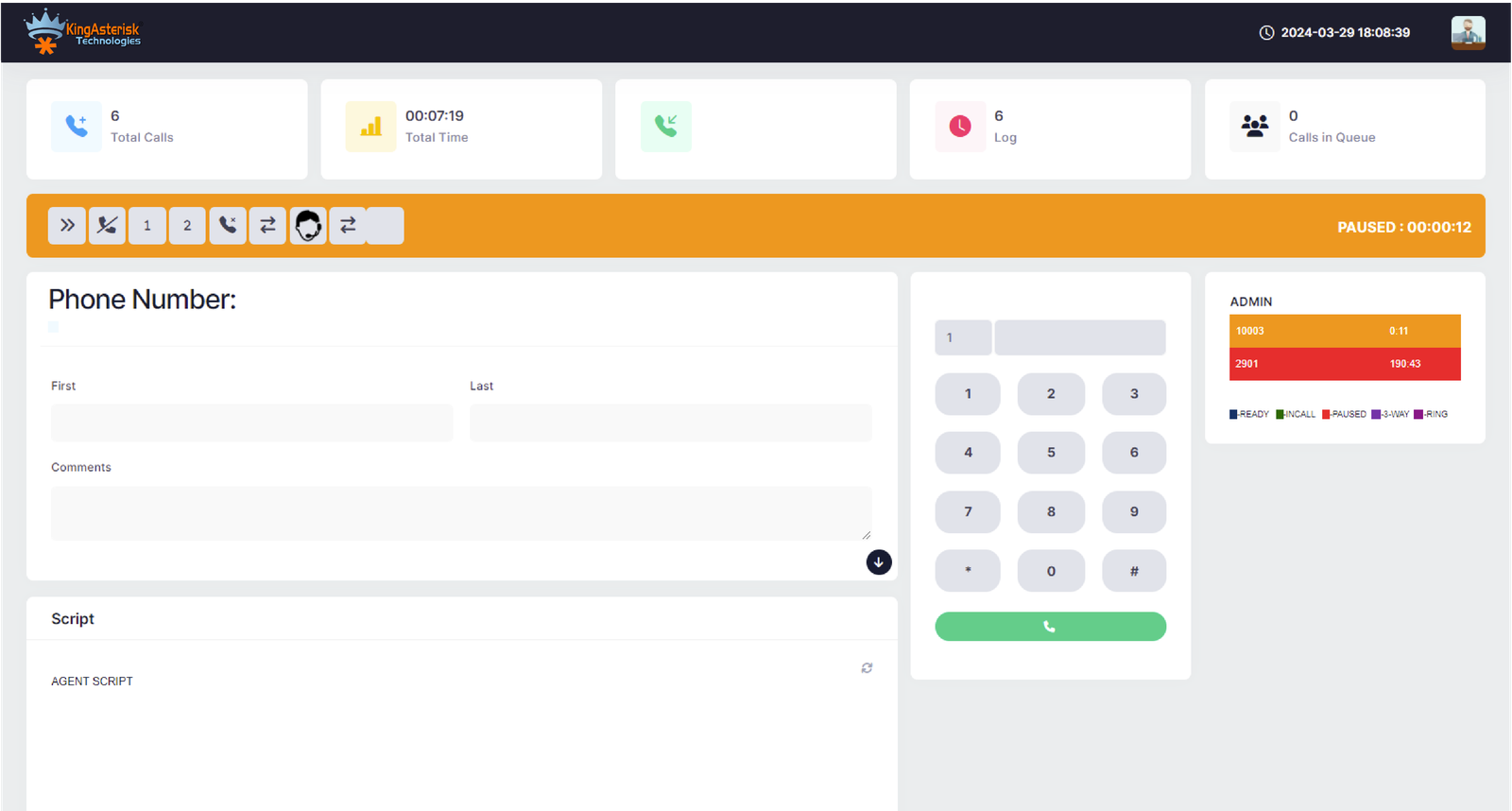 Agent screen