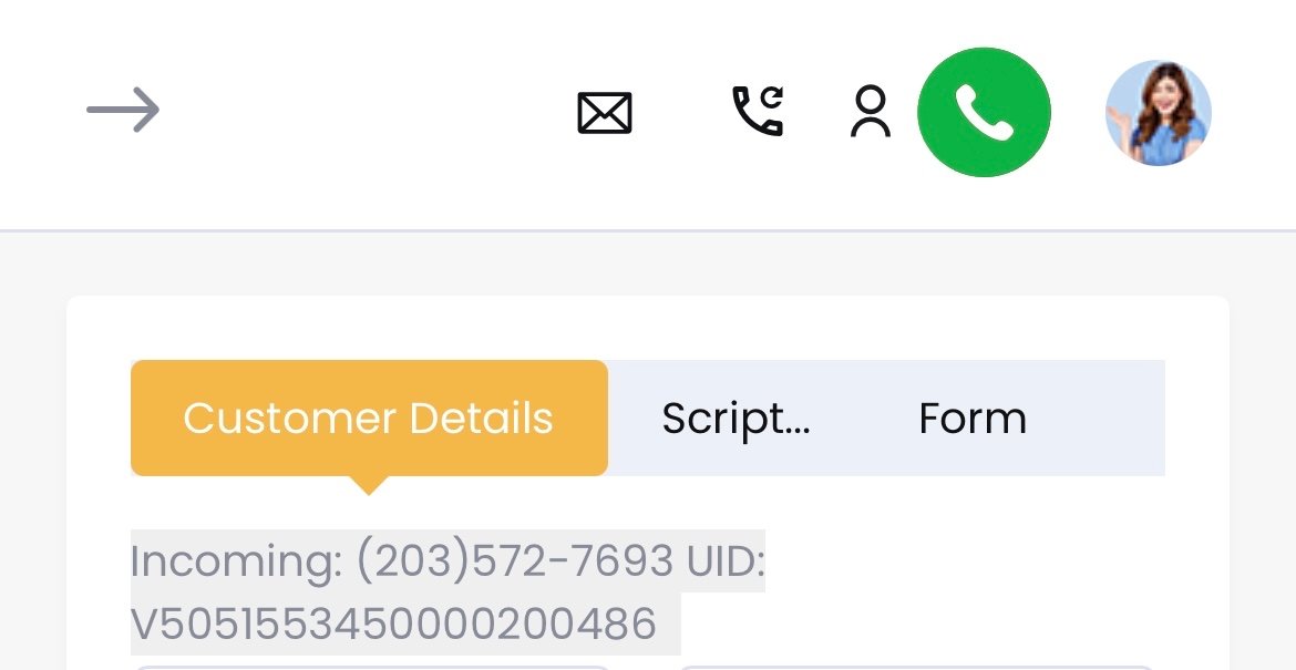 Call Popup – Customer Details